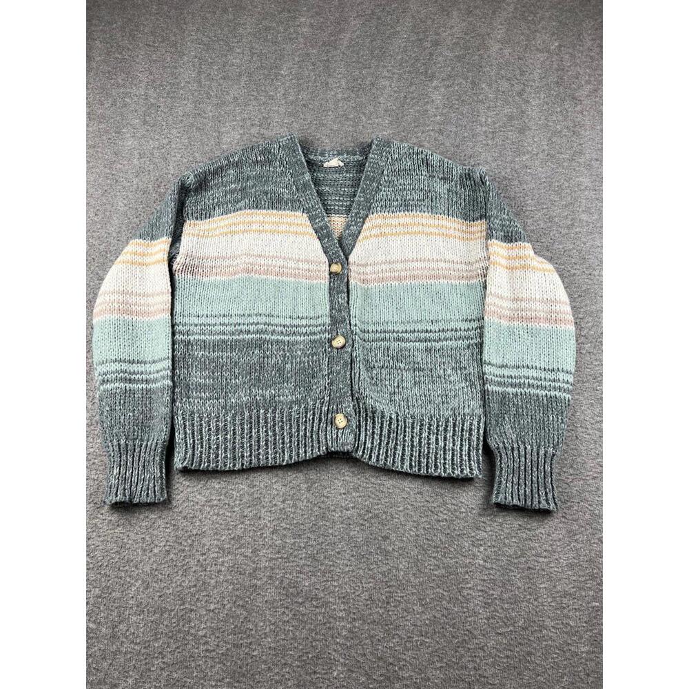Plum & Thread Women's Striped Knit Cardigan‎ Sweater Size Medium